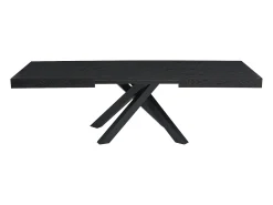 Mesa de jantar extensível 6 a 10 lugares MDF e metal preto - CATONAV