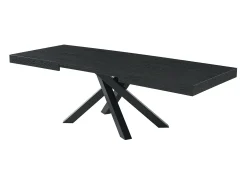 Mesa de jantar extensível 6 a 10 lugares MDF e metal preto - CATONAV