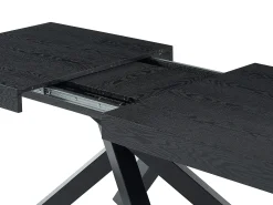 Mesa de jantar extensível 6 a 10 lugares MDF e metal preto - CATONAV