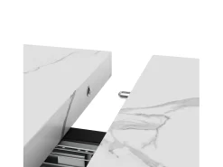 Mesa de jantar extensível (140-179.5 x 80 cm) - em MDF e metal - tampo efeito mármore - Branco
