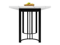 Mesa de jantar extensível (140-179.5 x 80 cm) - em MDF e metal - tampo efeito mármore - Branco