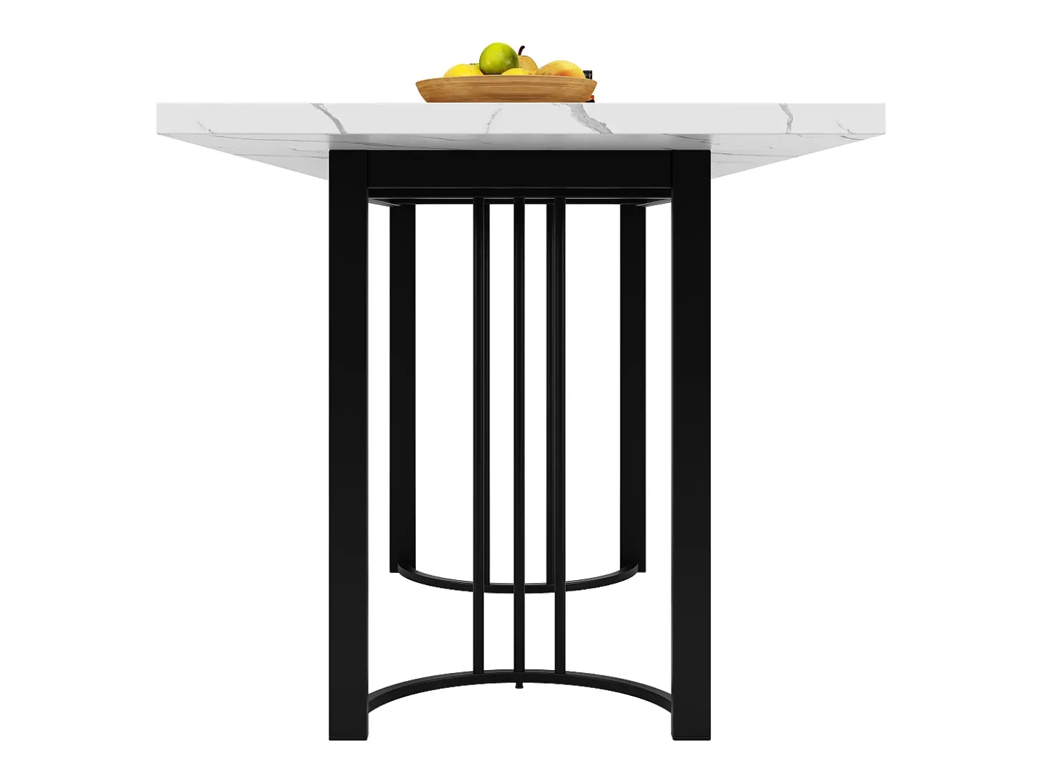 Mesa de jantar extensível (140-179.5 x 80 cm) - em MDF e metal - tampo efeito mármore - Branco