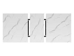 Mesa de jantar extensível (140-179.5 x 80 cm) - em MDF e metal - tampo efeito mármore - Branco