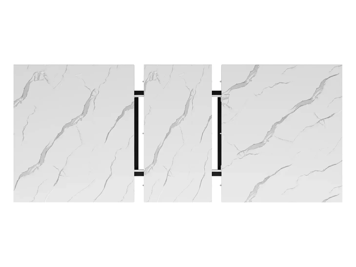Mesa de jantar extensível (140-179.5 x 80 cm) - em MDF e metal - tampo efeito mármore - Branco