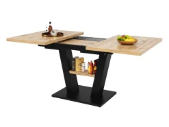 Mesa de jantar extensível (118-157 x 70 cm) - em MDF - com armazenamento - Preto e Natural
