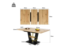 Mesa de jantar extensível (118-157 x 70 cm) - em MDF - com armazenamento - Preto e Natural
