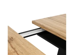 Mesa de jantar extensível (118-157 x 70 cm) - em MDF - com armazenamento - Preto e Natural