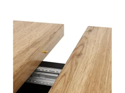 Mesa de jantar extensível (118-157 x 70 cm) - em MDF - com armazenamento - Preto e Natural