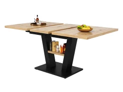 Mesa de jantar extensível (118-157 x 70 cm) - em MDF - com armazenamento - Preto e Natural