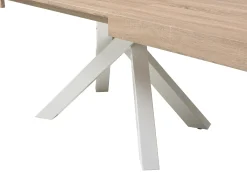 Mesa de jantar extensível 6 a 10 lugares MDF e metal natural e branco - CATONAV