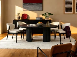 Mesa de jantar extensível 4 a 12 lugares em MDF preto - SIDRINA