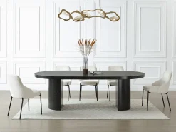Mesa de jantar extensível 4 a 12 lugares em MDF preto - SIDRINA