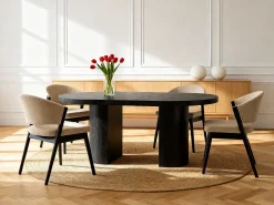 Mesa de jantar extensível 4 a 12 lugares em MDF preto - SIDRINA