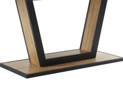 Mesa de jantar extensível 6 a 10 lugares em MDF e metal natural e preto VITENO