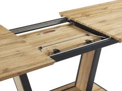 Mesa de jantar extensível 6 a 10 lugares em MDF e metal natural e preto VITENO