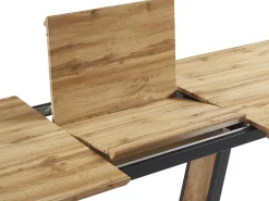 Mesa de jantar extensível 6 a 10 lugares em MDF e metal natural e preto VITENO