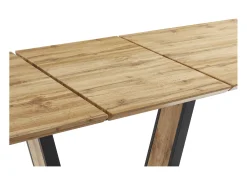 Mesa de jantar extensível 6 a 10 lugares em MDF e metal natural e preto VITENO