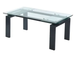 Mesa de jantar extensível. Vidro temperado, metal. Preto. LUBANA