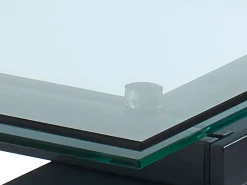 Mesa de jantar extensível. Vidro temperado, metal. Preto. LUBANA