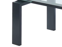 Mesa de jantar extensível. Vidro temperado, metal. Preto. LUBANA