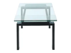 Mesa de jantar extensível. Vidro temperado, metal. Preto. LUBANA