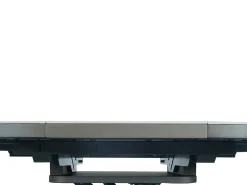 Mesa de jantar extensível para 4 a 6 pessoas em cerâmica, MDF e metal - Efeito mármore branco e bronze - FEROLA