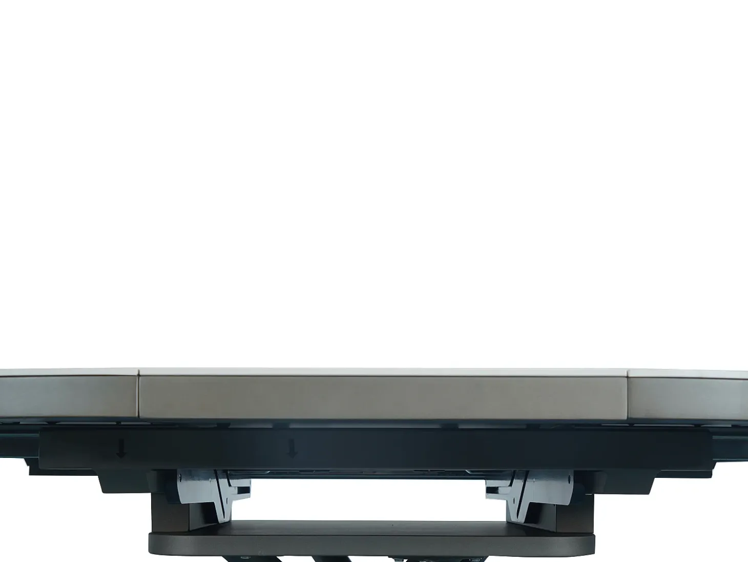 Mesa de jantar extensível para 4 a 6 pessoas em cerâmica, MDF e metal - Efeito mármore branco e bronze - FEROLA