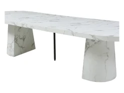 Mesa de jantar extensível para 6 a 12 pessoas em MDF com efeito mármore branco - CLOEVA