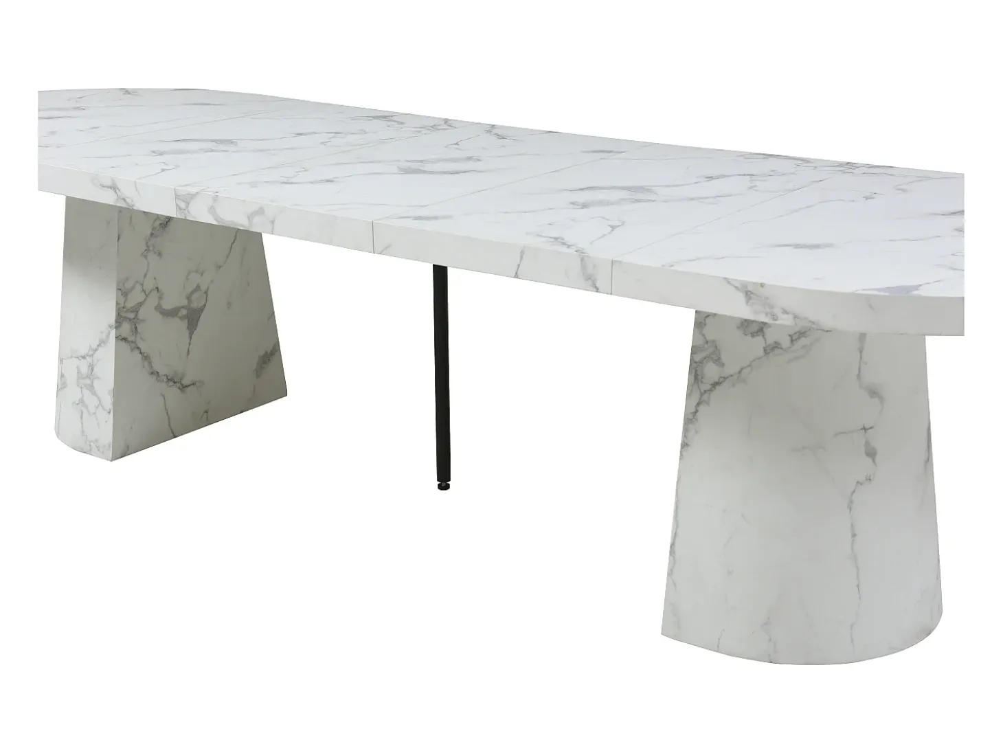 Mesa de jantar extensível para 6 a 12 pessoas em MDF com efeito mármore branco - CLOEVA
