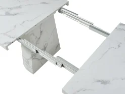 Mesa de jantar extensível para 6 a 12 pessoas em MDF com efeito mármore branco - CLOEVA