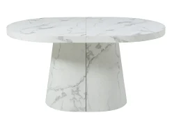 Mesa de jantar extensível para 6 a 12 pessoas em MDF com efeito mármore branco - CLOEVA
