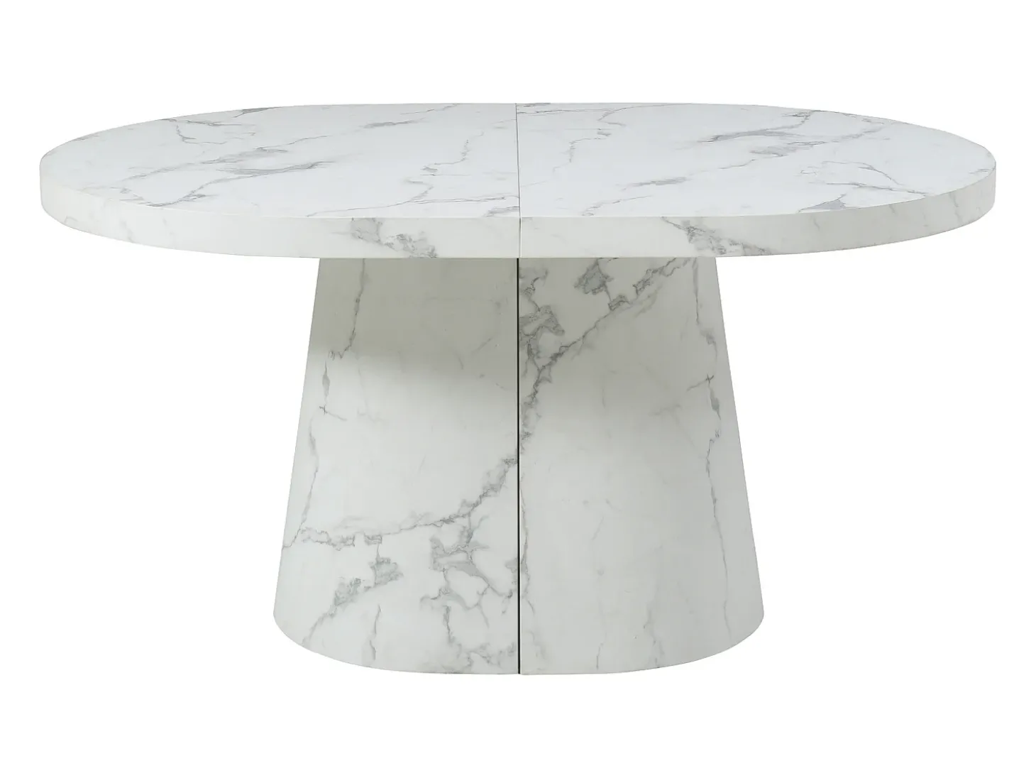 Mesa de jantar extensível para 6 a 12 pessoas em MDF com efeito mármore branco - CLOEVA