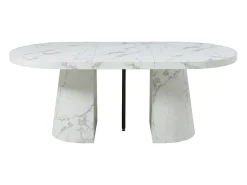 Mesa de jantar extensível para 6 a 12 pessoas em MDF com efeito mármore branco - CLOEVA