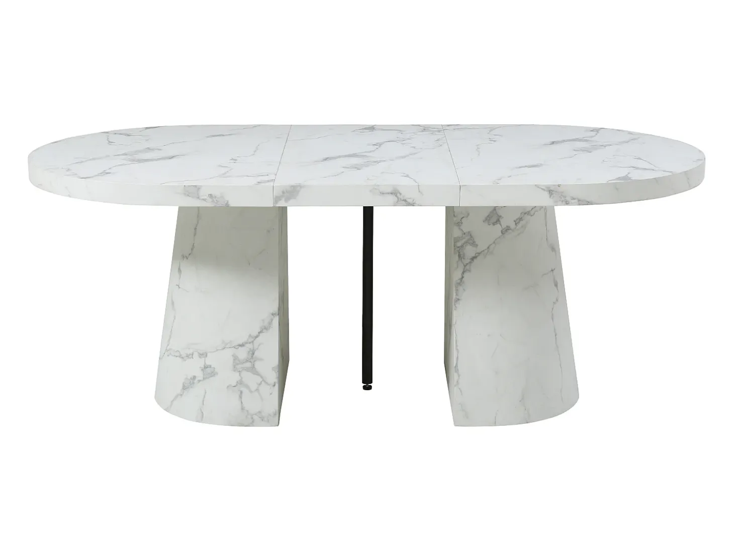 Mesa de jantar extensível para 6 a 12 pessoas em MDF com efeito mármore branco - CLOEVA