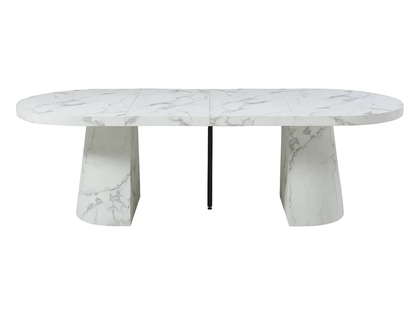 Mesa de jantar extensível para 6 a 12 pessoas em MDF com efeito mármore branco - CLOEVA