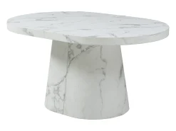 Mesa de jantar extensível para 6 a 12 pessoas em MDF com efeito mármore branco - CLOEVA