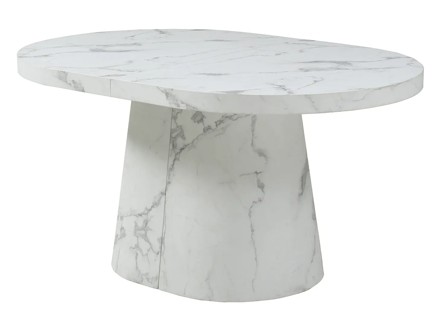 Mesa de jantar extensível para 6 a 12 pessoas em MDF com efeito mármore branco - CLOEVA