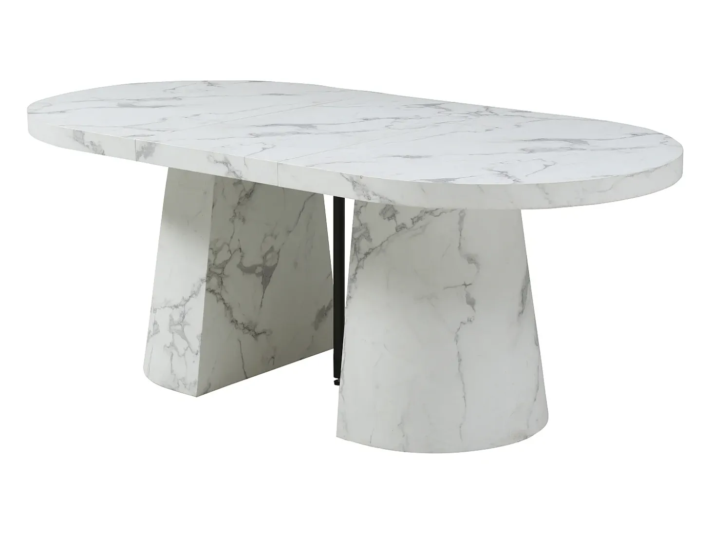 Mesa de jantar extensível para 6 a 12 pessoas em MDF com efeito mármore branco - CLOEVA