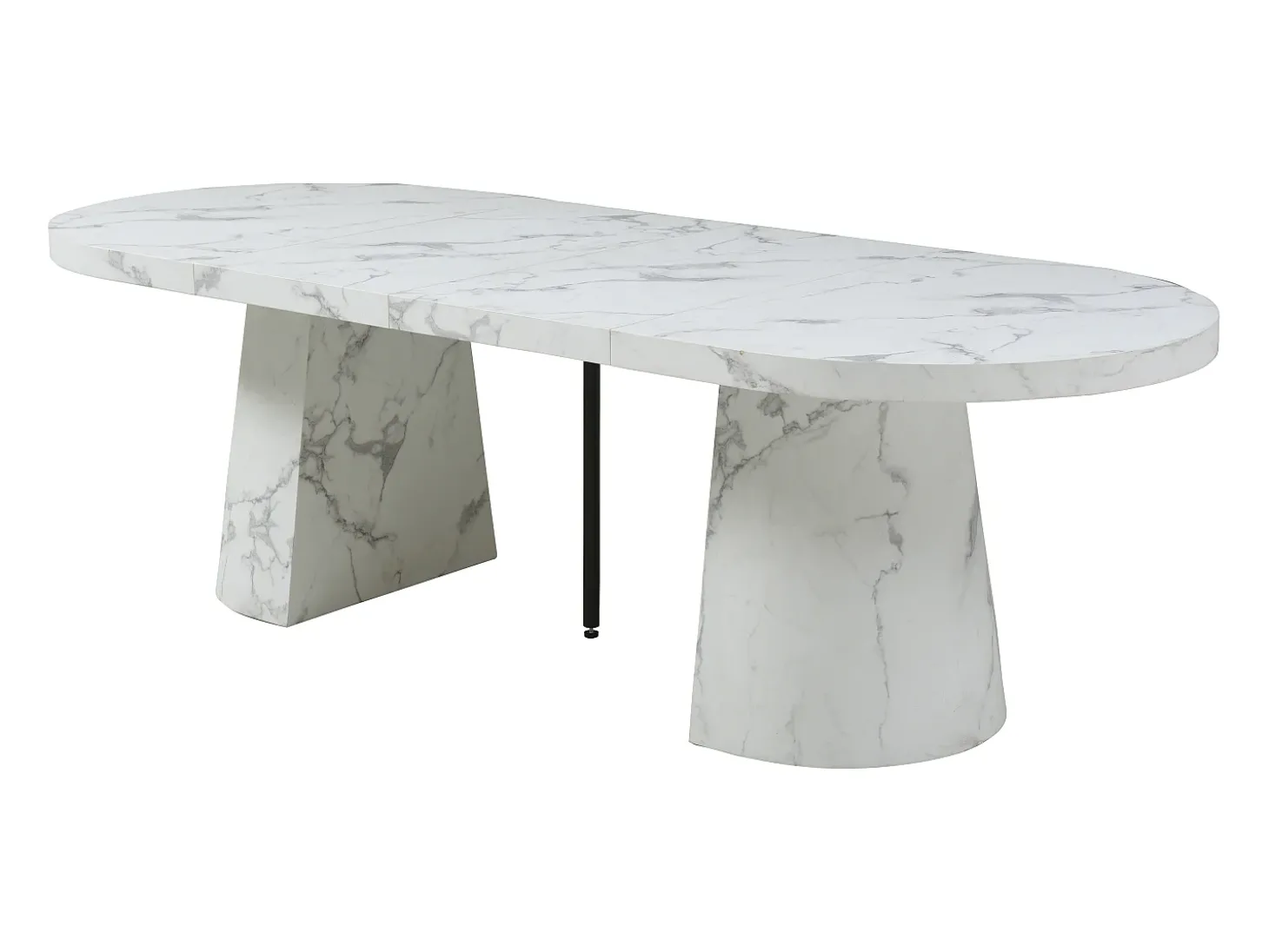 Mesa de jantar extensível para 6 a 12 pessoas em MDF com efeito mármore branco - CLOEVA