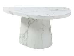 Mesa de jantar extensível para 6 a 12 pessoas em MDF com efeito mármore branco - CLOEVA