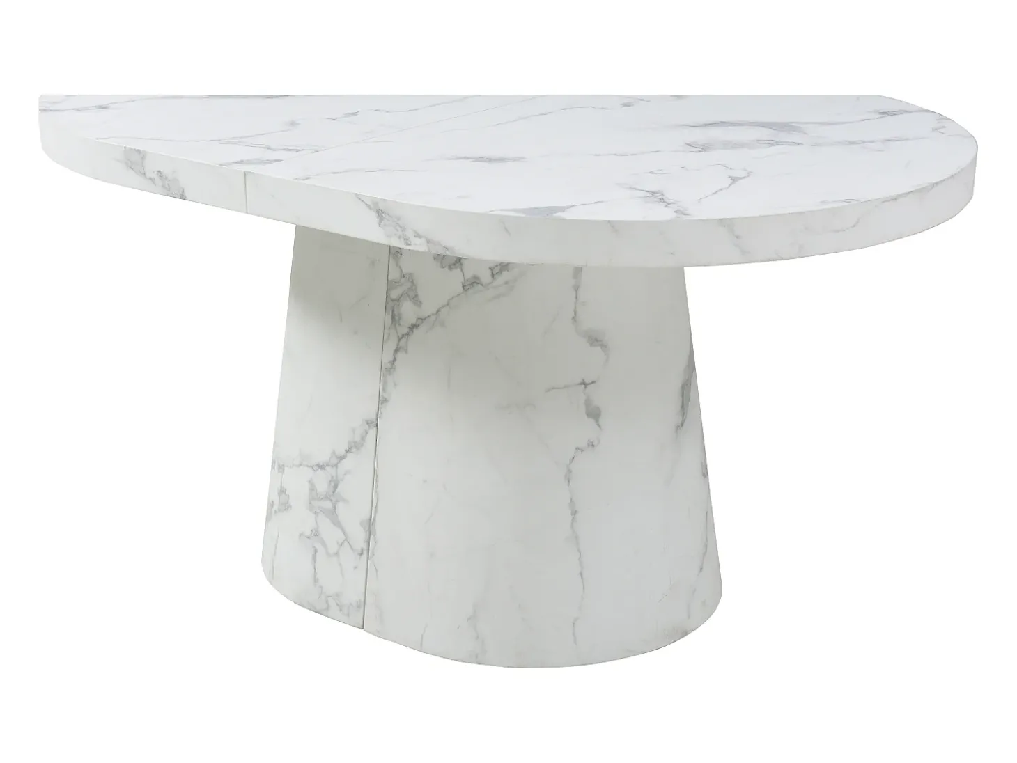Mesa de jantar extensível para 6 a 12 pessoas em MDF com efeito mármore branco - CLOEVA