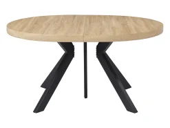Mesa de jantar extensível 6 a 12 lugares em MDF e aço cor natural e preto - KOMONI