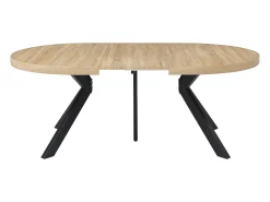 Mesa de jantar extensível 6 a 12 lugares em MDF e aço cor natural e preto - KOMONI