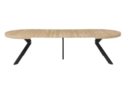 Mesa de jantar extensível 6 a 12 lugares em MDF e aço cor natural e preto - KOMONI