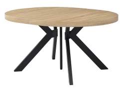 Mesa de jantar extensível 6 a 12 lugares em MDF e aço cor natural e preto - KOMONI