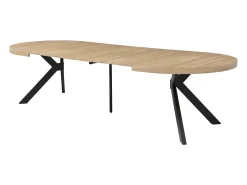 Mesa de jantar extensível 6 a 12 lugares em MDF e aço cor natural e preto - KOMONI