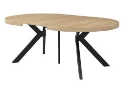 Mesa de jantar extensível 6 a 12 lugares em MDF e aço cor natural e preto - KOMONI