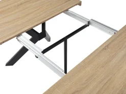 Mesa de jantar extensível 6 a 12 lugares em MDF e aço cor natural e preto - KOMONI