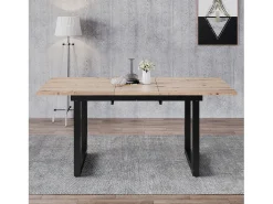 Mesa de jantar extensível - 140/180 x 80 x 75 cm - estilo industrial - MDF - natural + preto