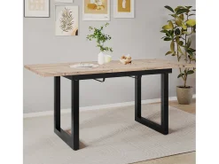 Mesa de jantar extensível - 140/180 x 80 x 75 cm - estilo industrial - MDF - natural + preto